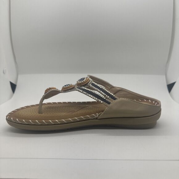 Harence Summer Casual Boho Flat Sandals Beach Comfortable Beaded Braided Sz 6.5 - Picture 5 of 13